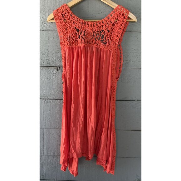 Free People Crochet Lace Orange Tunic Top Bohemian XS - Picture 3 of 4